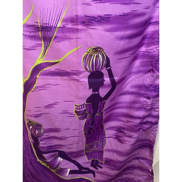 Vtg Metropolitan Purple African OS House Dress Kaftan V Neck Mrs. Roper Muumuu - Picture 5 of 16
